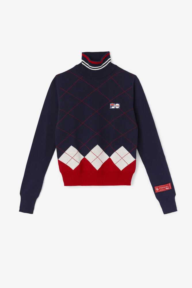 Svetre FILA Argyle Damske Námornícka Modrá Biele Červené | SK-409876