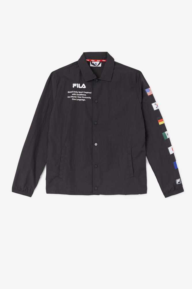 Svetre FILA Caquga Panske Čierne Biele | SK-384697